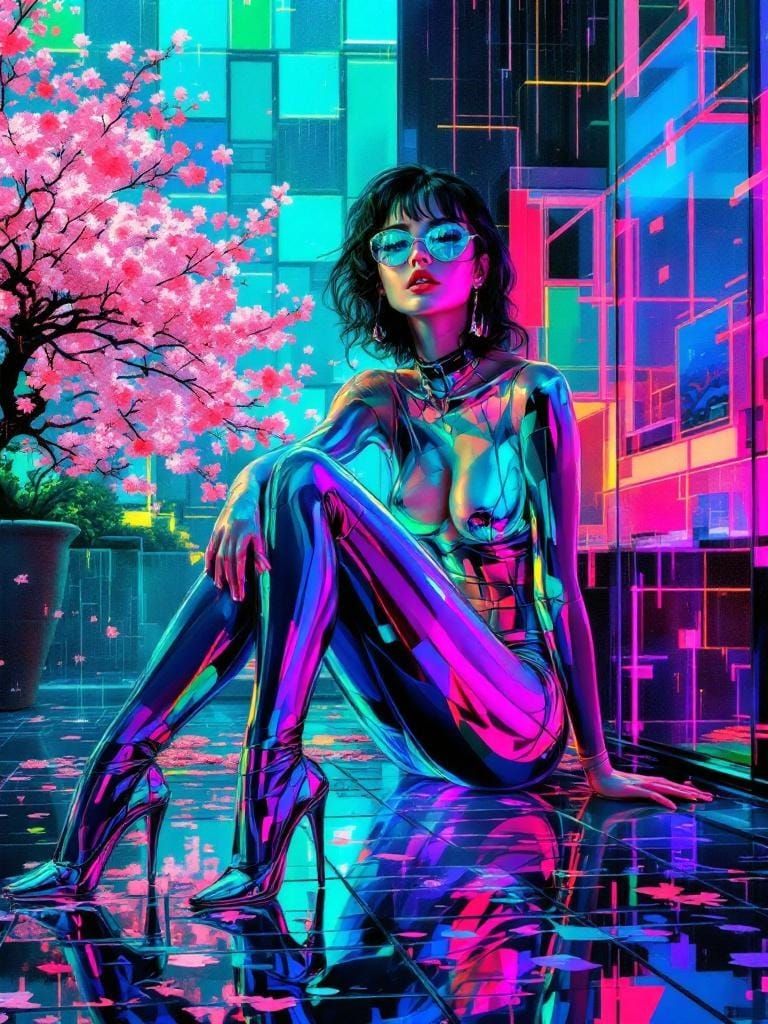 Mondrian Pin-Up in Blade Runner Neon Noir