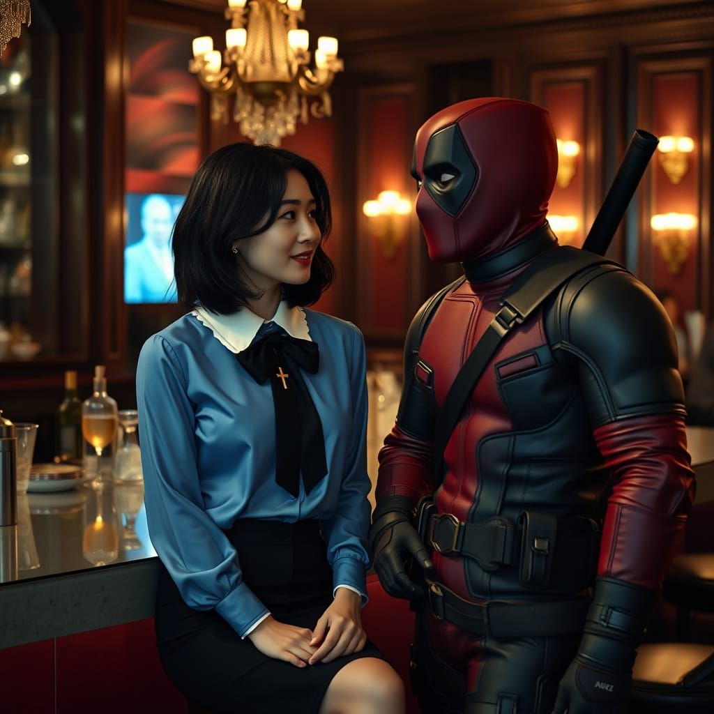 Korean Author and Deadpool at Elegant Bar