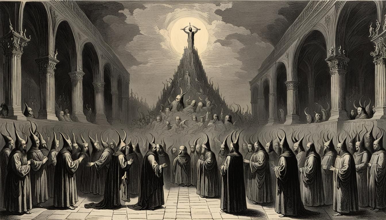 Satanic Ritual Illustration in Doré Style