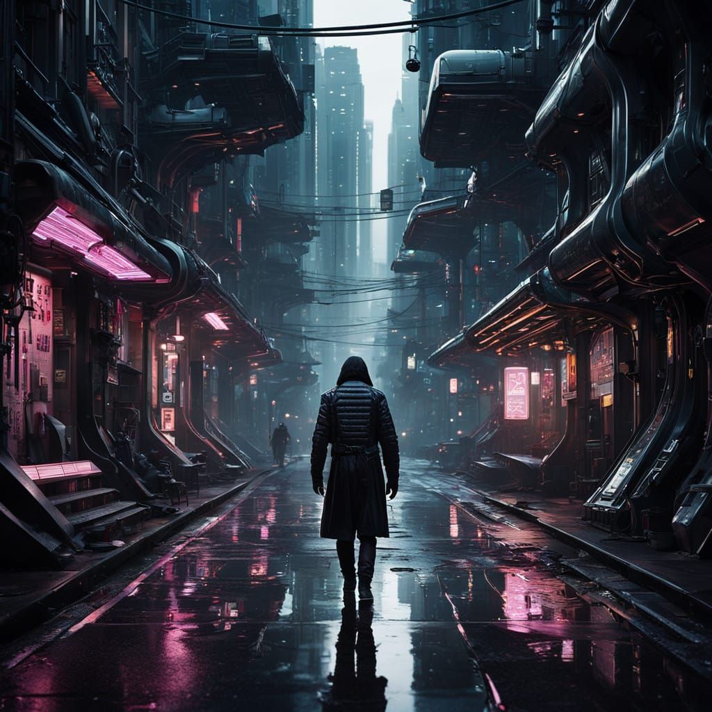 Cyberpunk Cityscape in Neon-Lit Futurism