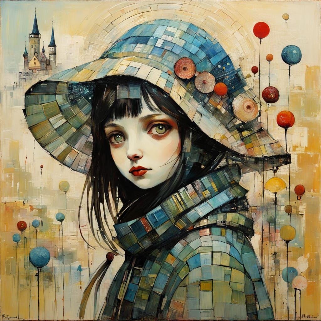 Textured Primitive Naive Encaustic Painting