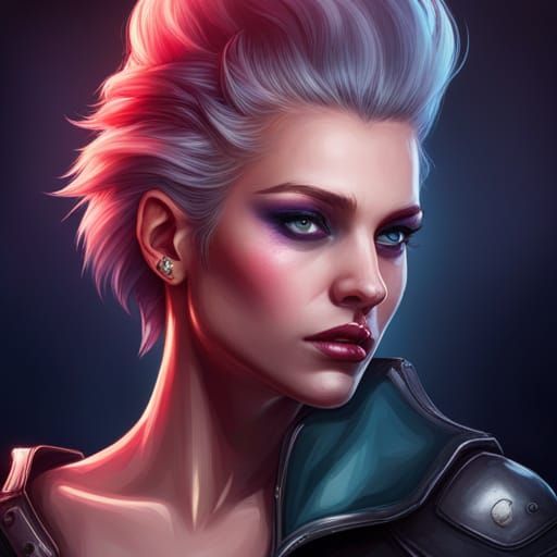 Punk Rock Princess Portrait in Hyperdetailed Style