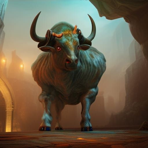 Minotaur in Labyrinth: Fantasy Concept Art