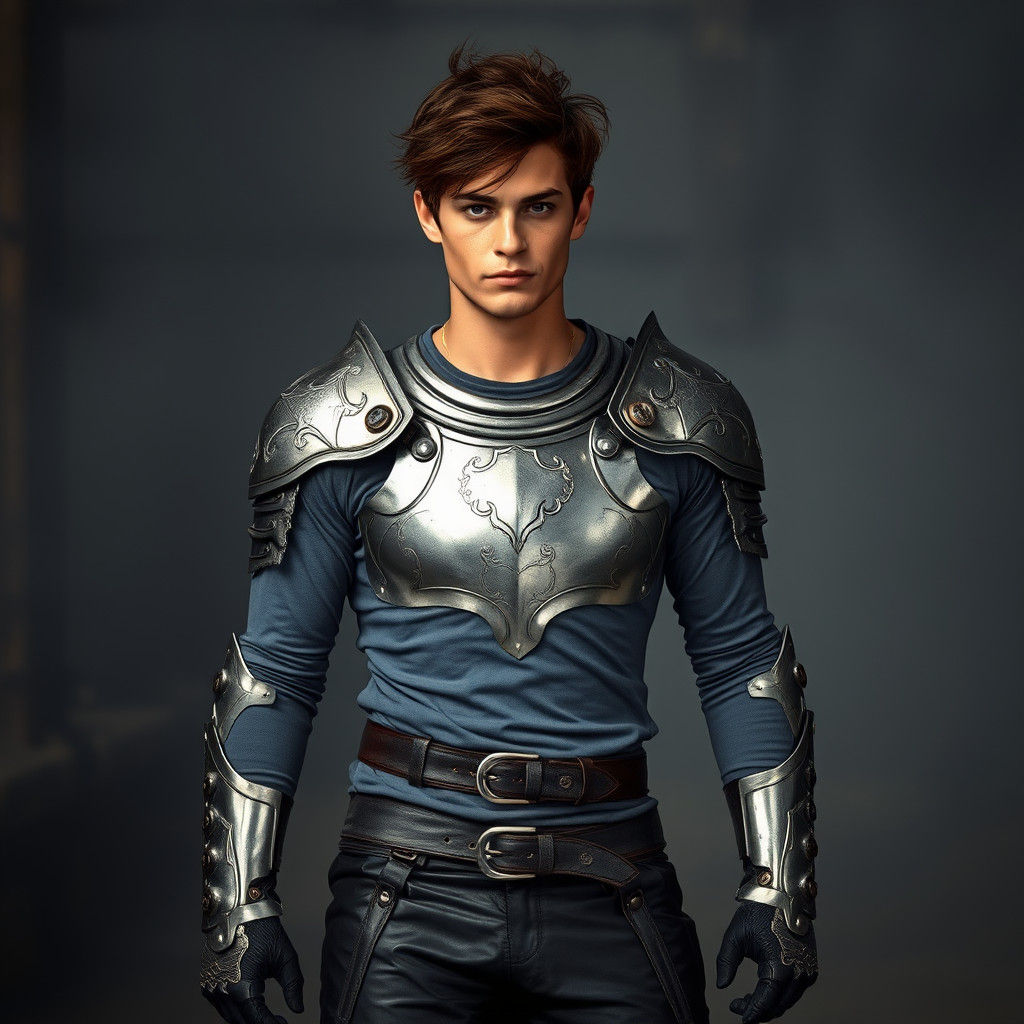 Armored Man in Misty Landscape: Cinematic Digital Art