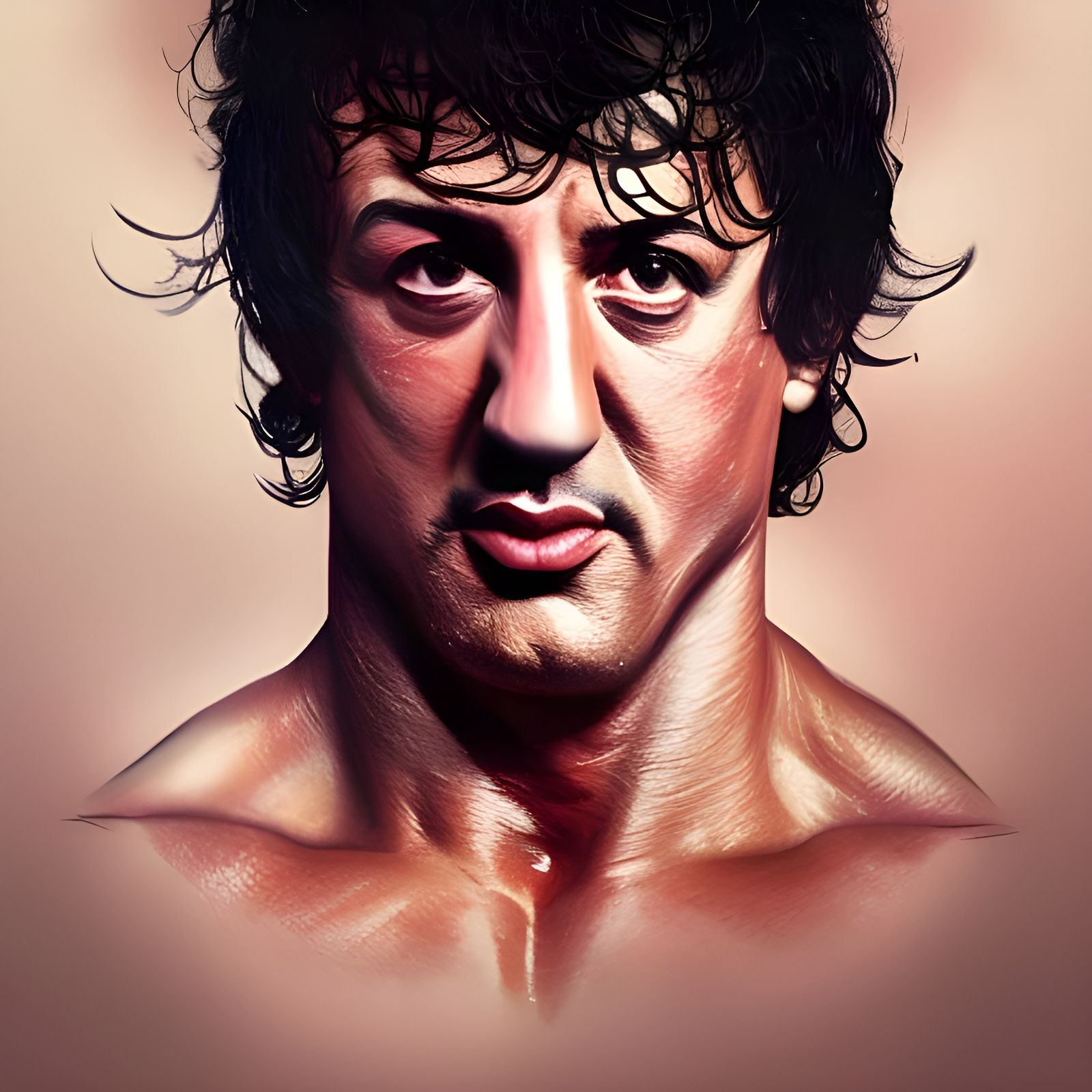 Rocky Balboa Portrait in Hyperdetailed Art Style