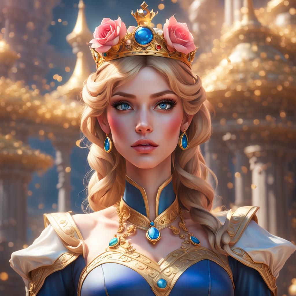 Princess Peach Portrait in Hyperdetailed Digital Art Style