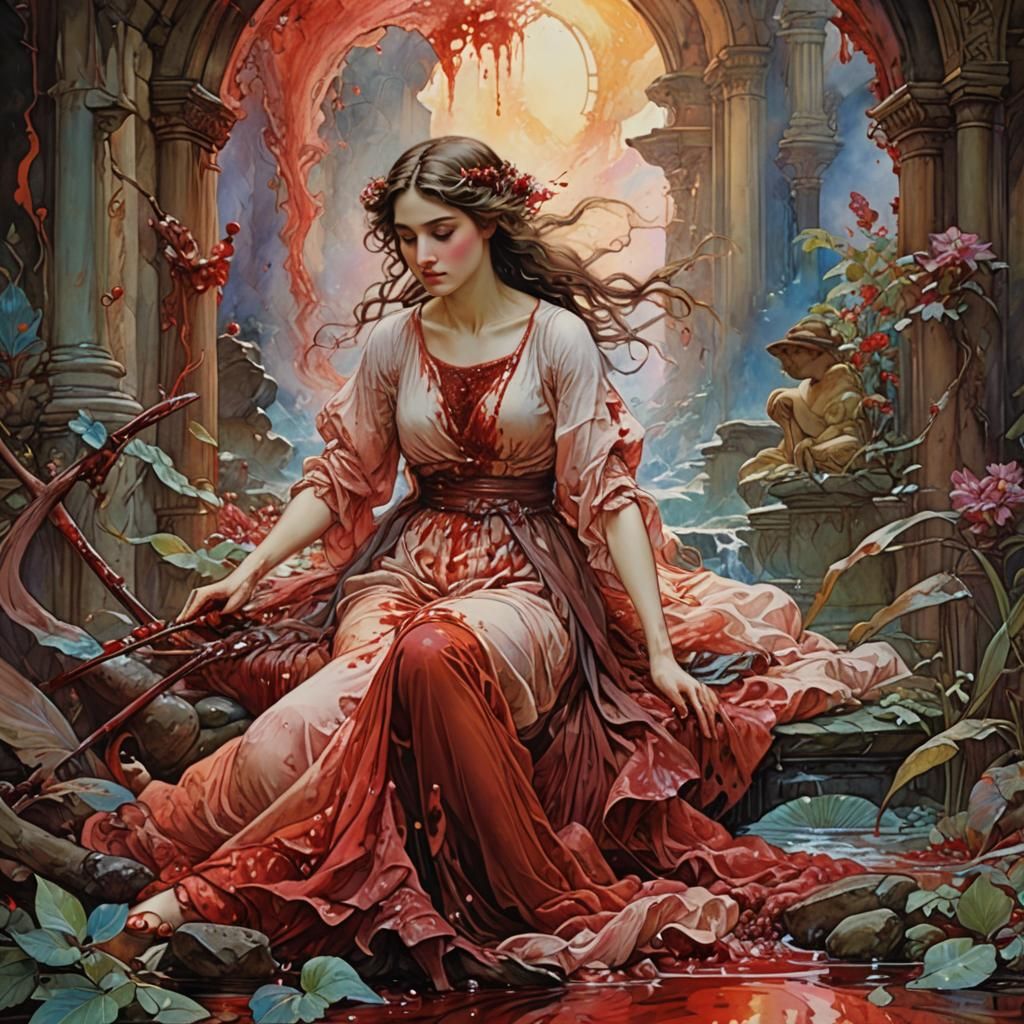 Graceful Blood Scenes in Art Nouveau Style