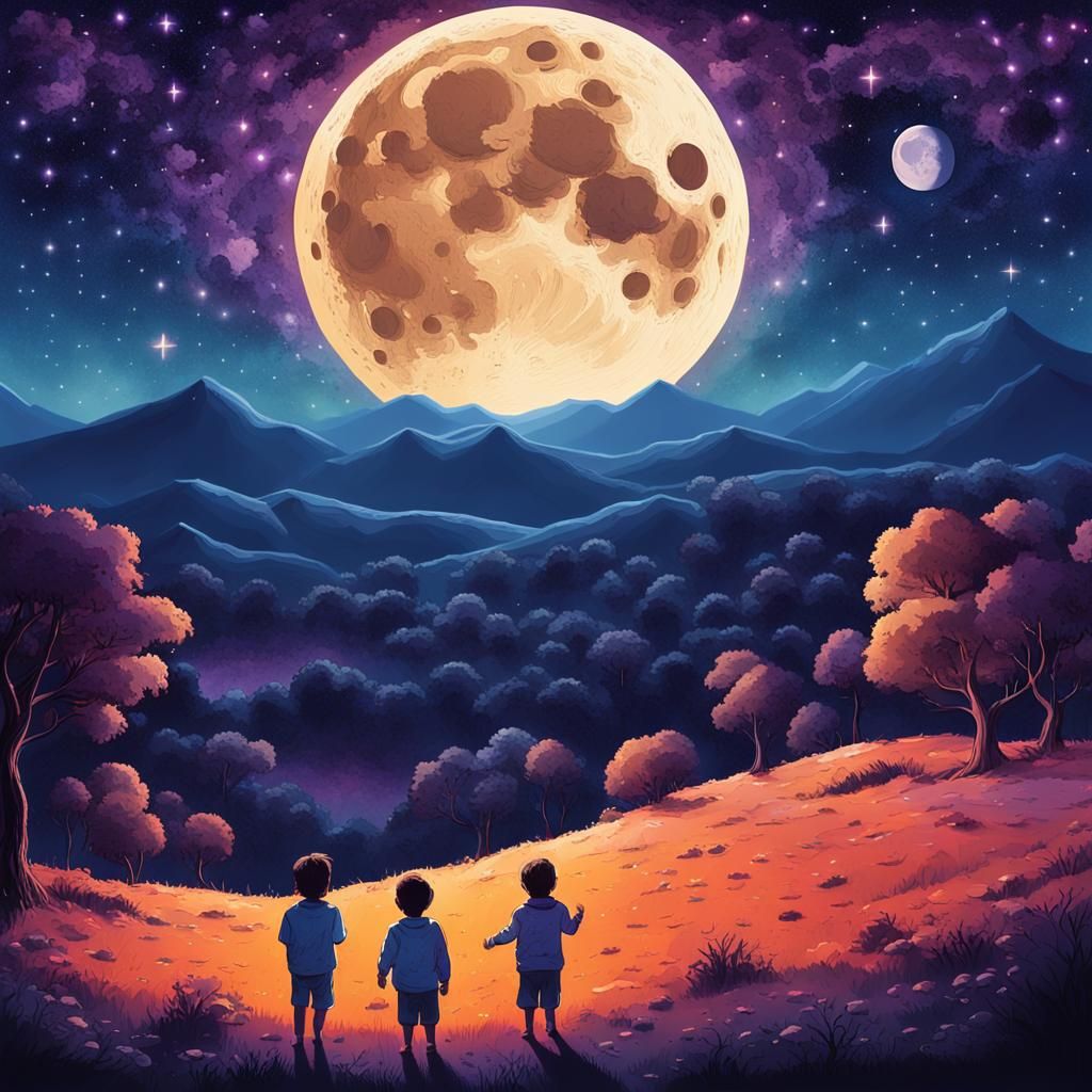 Spectacular Moonrise Over Children's Games, Inspired by Hubb...