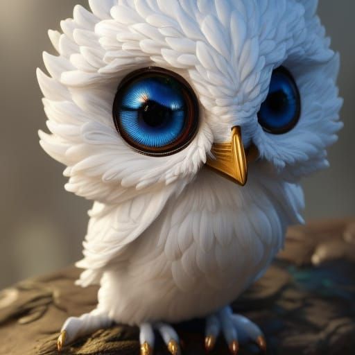 Adorable Knitted Yarn Owl Portrait in Chibi Style