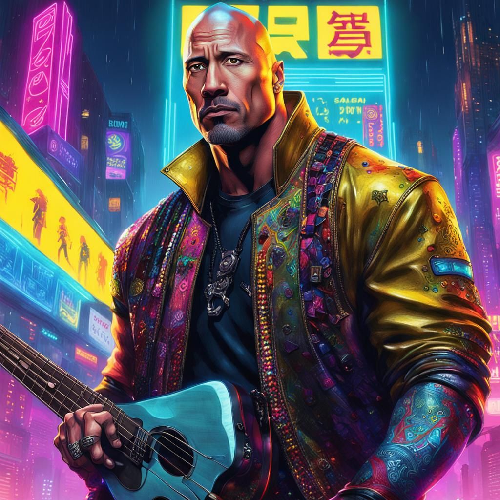 Dwayne Johnson as Cyberpunk Rockerboy in Neon Rain