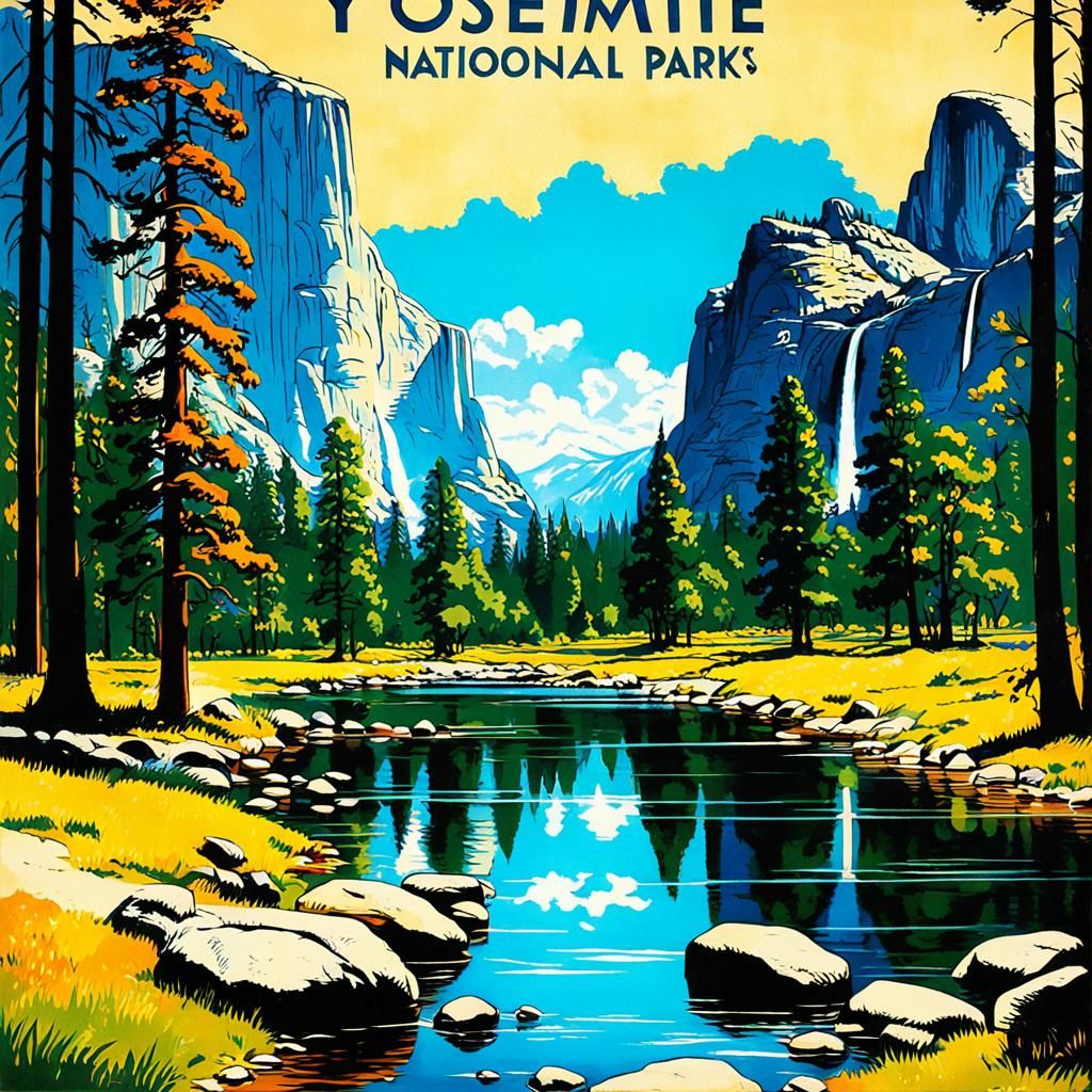 Vintage Yosemite National Park Travel Poster