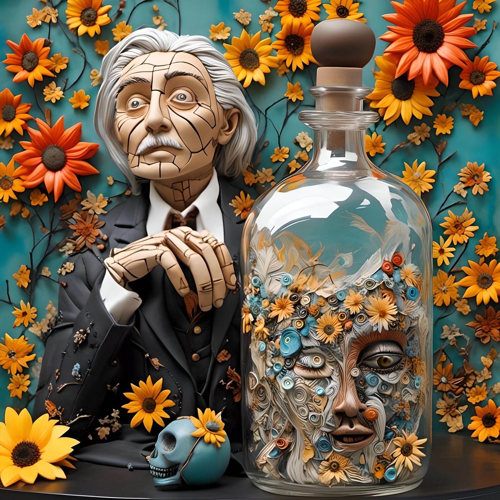 Polymer Clay: Giant Vodka Bottle Swishes Man