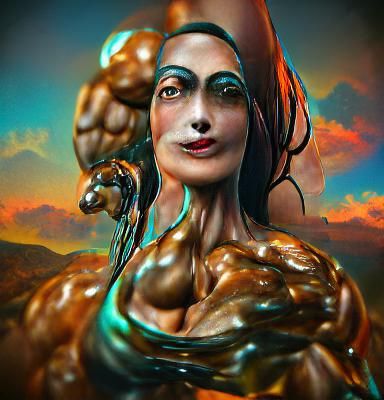 Ancient Muscle Woman Statue, Detailed Matte Painting
