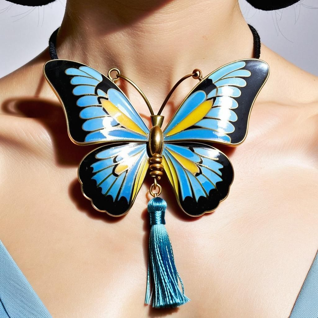 Vintage cloisonne butterfly pendant