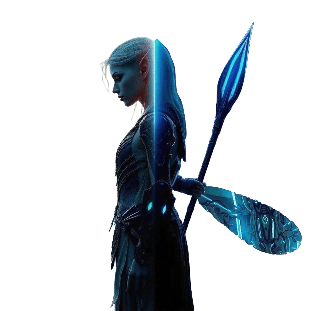 Ethereal Elf Warrior Between Two Worlds