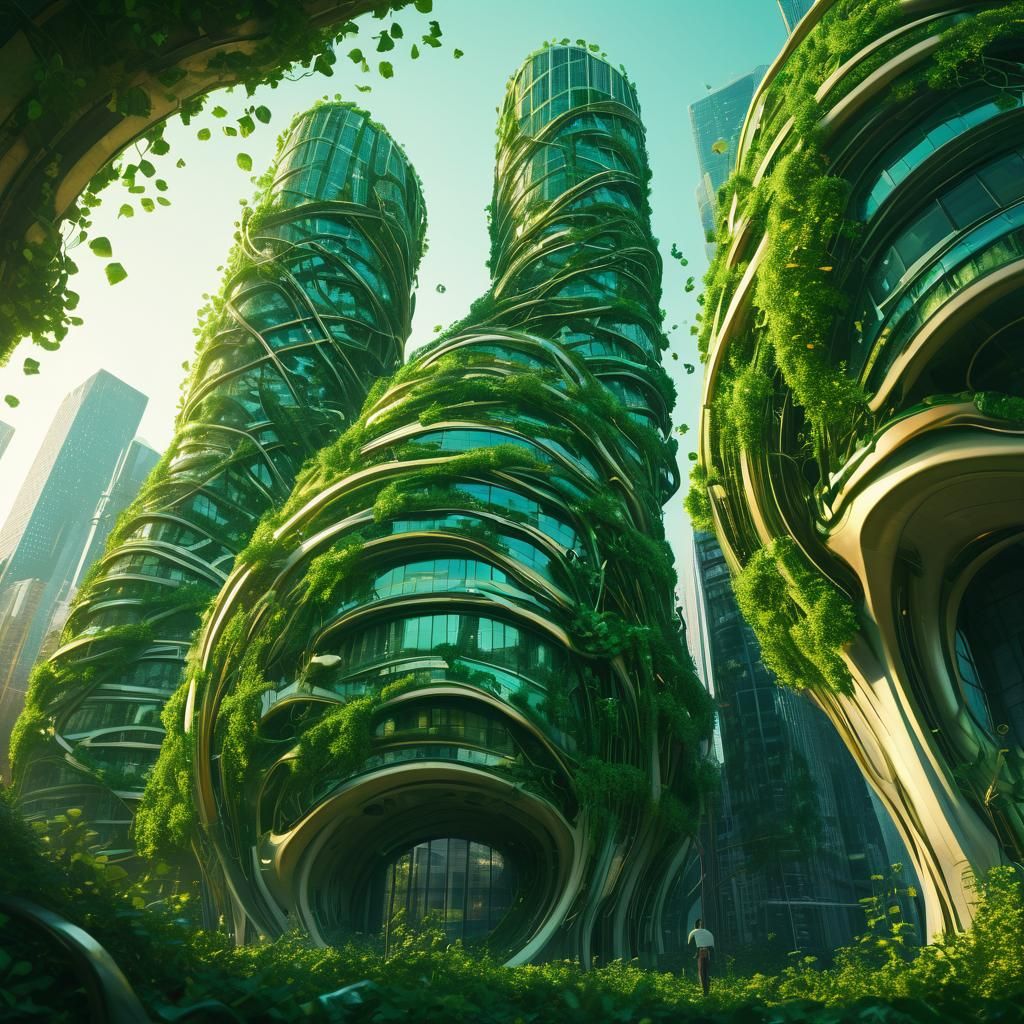 City in a Shell: Vines and Futuristic Architecture