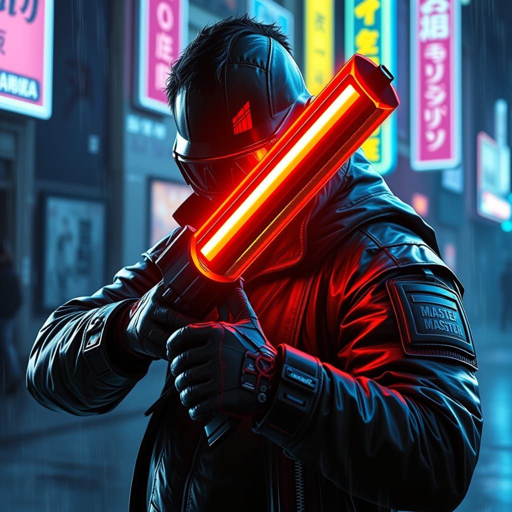 Neon Cyberpunk Cityscape in Futuristic Dystopia