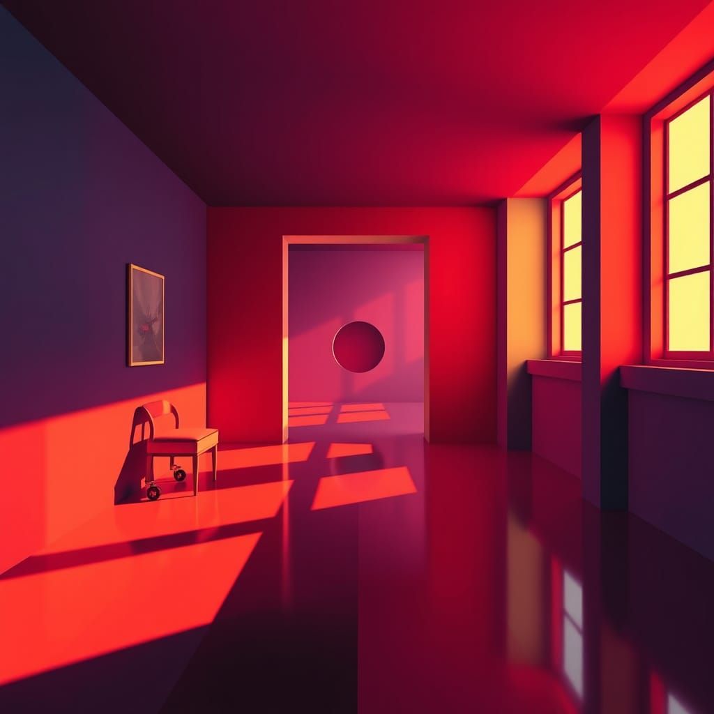 Surreal Liminal Room in Pop Art Style