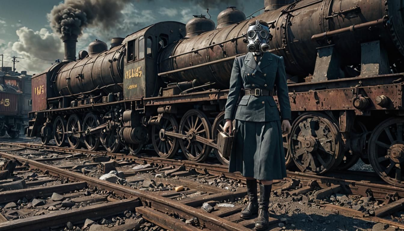 Grimdark Wasteland: Steam Locomotive and Machine Girl