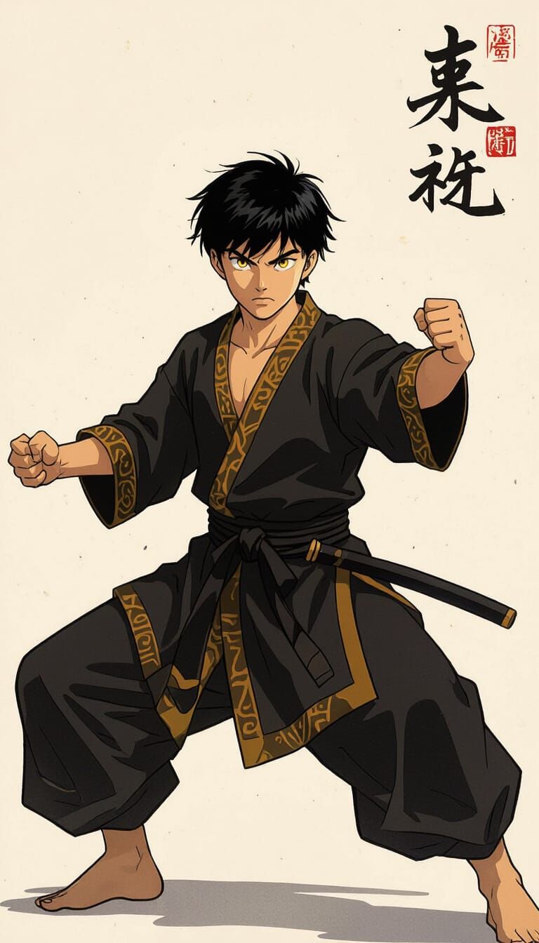 Young Martial Artist in Traditional Attire