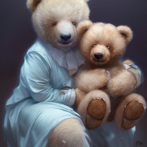 Teddy Bears Hugging: Hyperdetailed Portrait