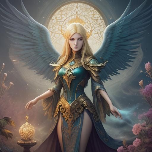 Mystical Phoenix Woman in Dream Garden