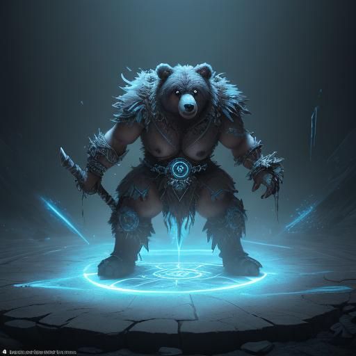 Teddy Bear Barbarian Summoning: Hyperdetailed Digital Art