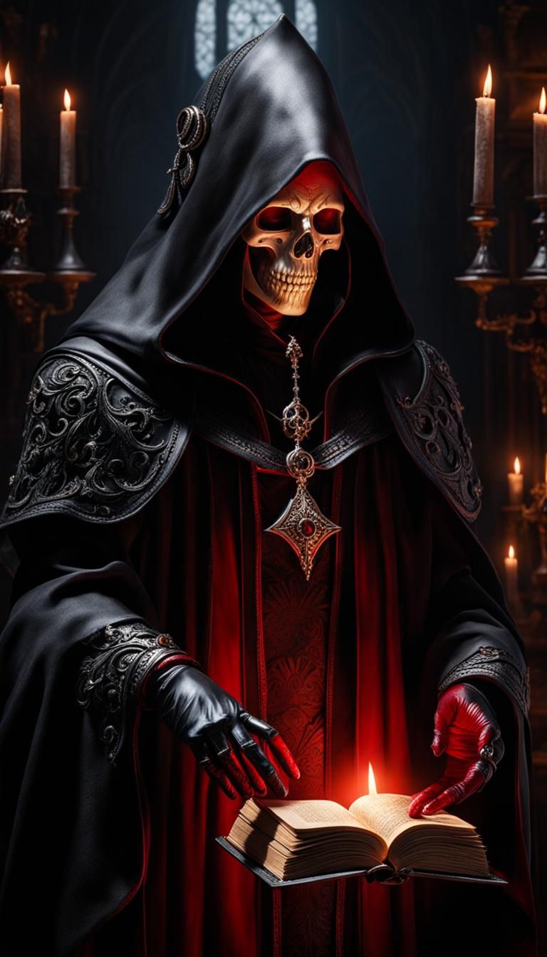 Gothic Necromancer in a Library