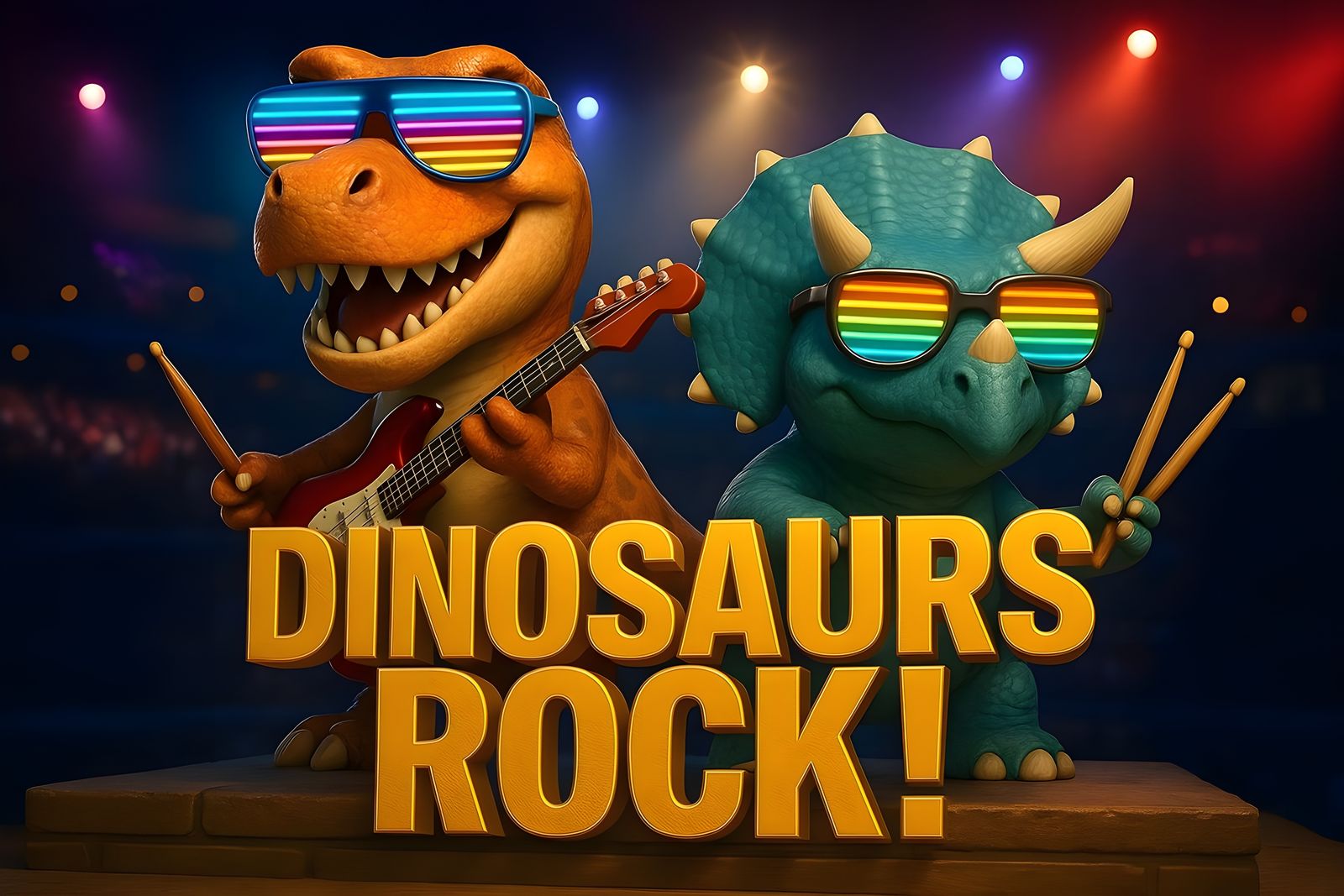 Pixar Dinosaurs: Tyrannosaurus Rex and Triceratops Rock
