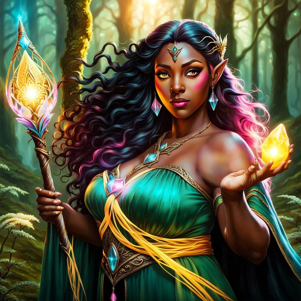 Elven Mage in Green and Yellow 6