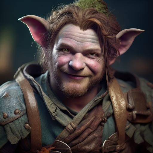 Happy Firbolg Blacksmith in Detailed Splash Art