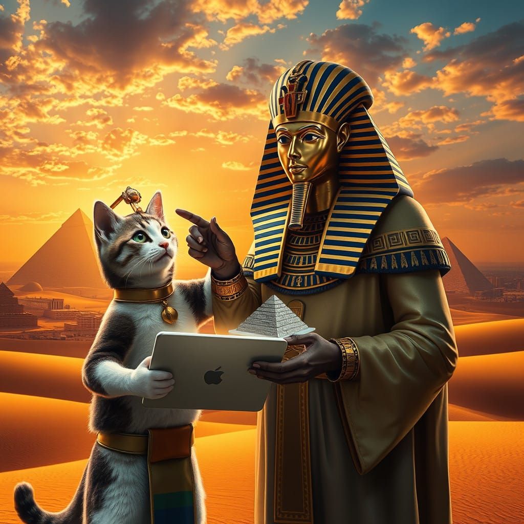 Regal Cat Architect Collaborates with Egyptian Pharaoh