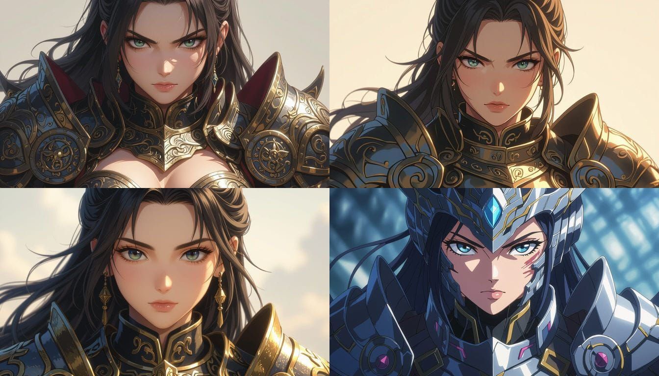 Anime Female Warrior Portrait in Intricate Armor