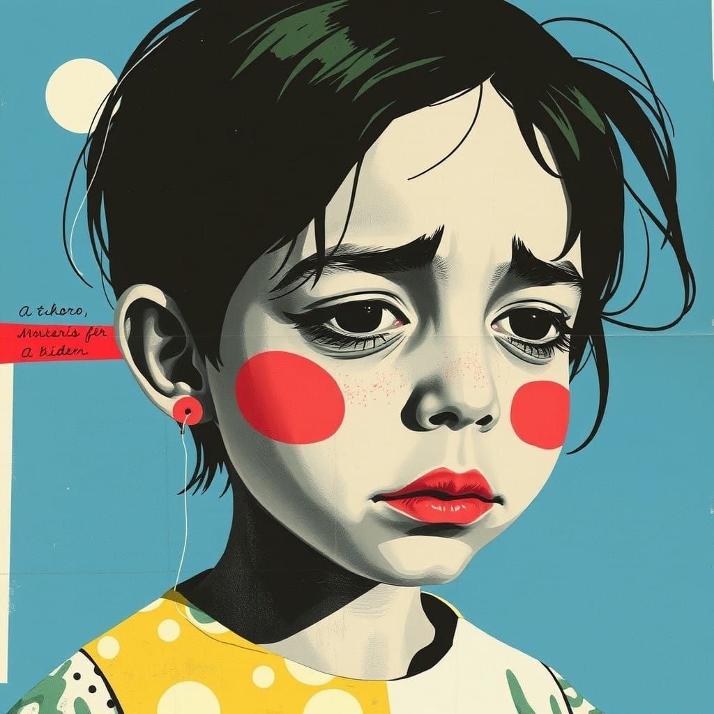 Surreal Postmodern Collage of a Forlorn Child