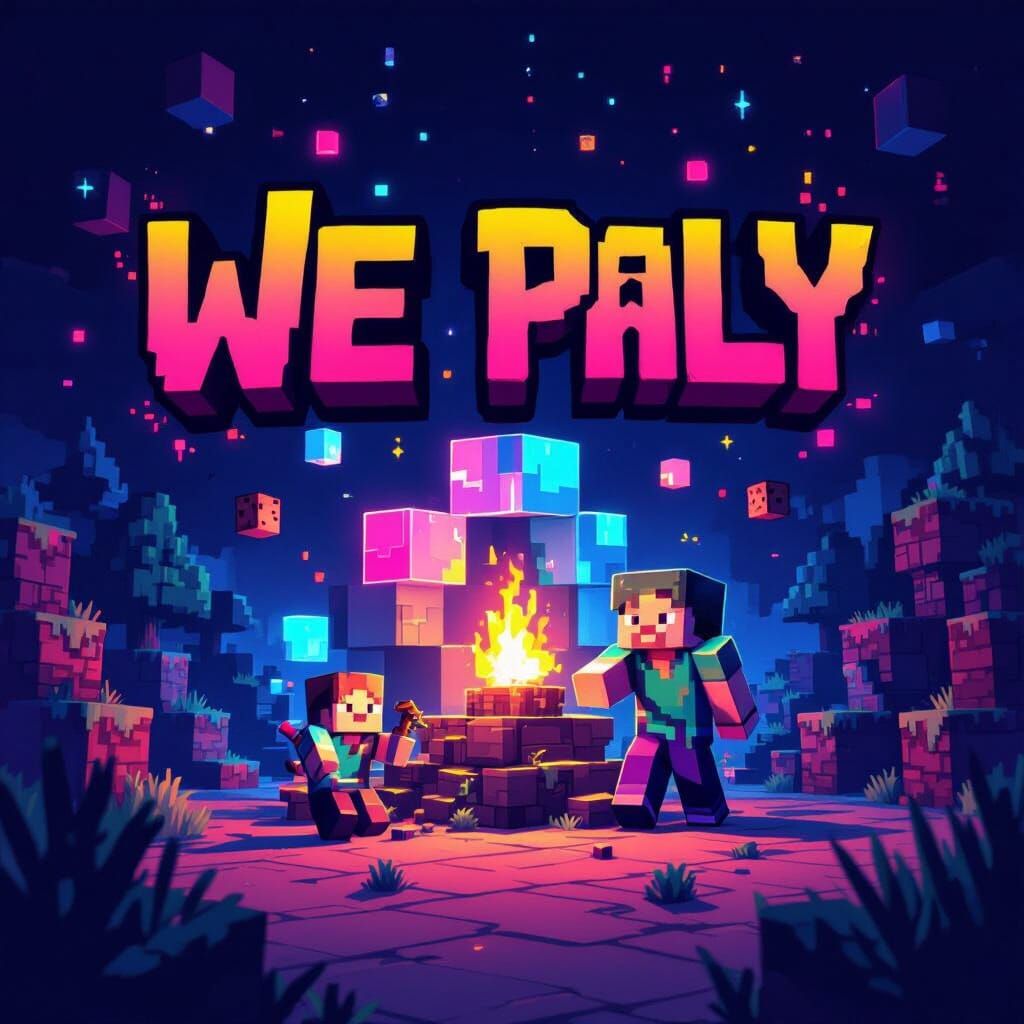 Minecraft Server Icon: "WePlay" in Neon Graffiti Style