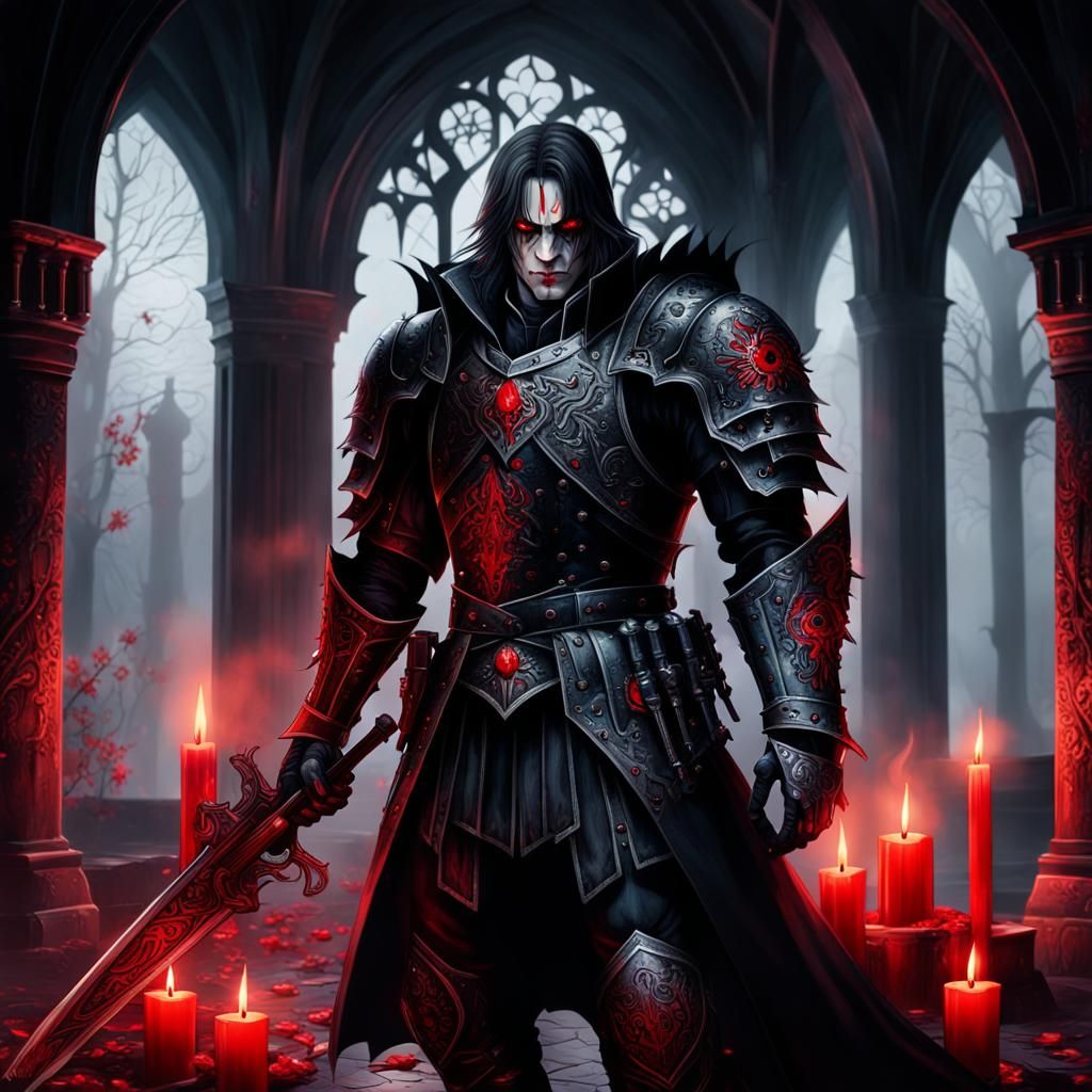 Medieval Vampire Knight in Black Armor