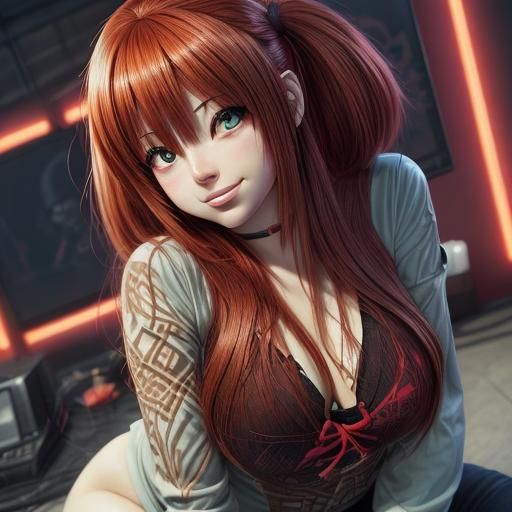 Girl Gamer Close-Up in Anime Style