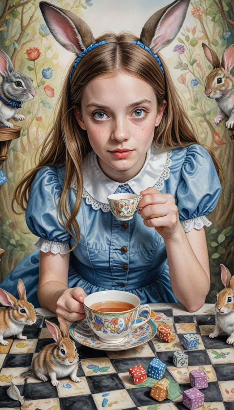 Wonderland Whimsy: Expressionistic Watercolor Portrait