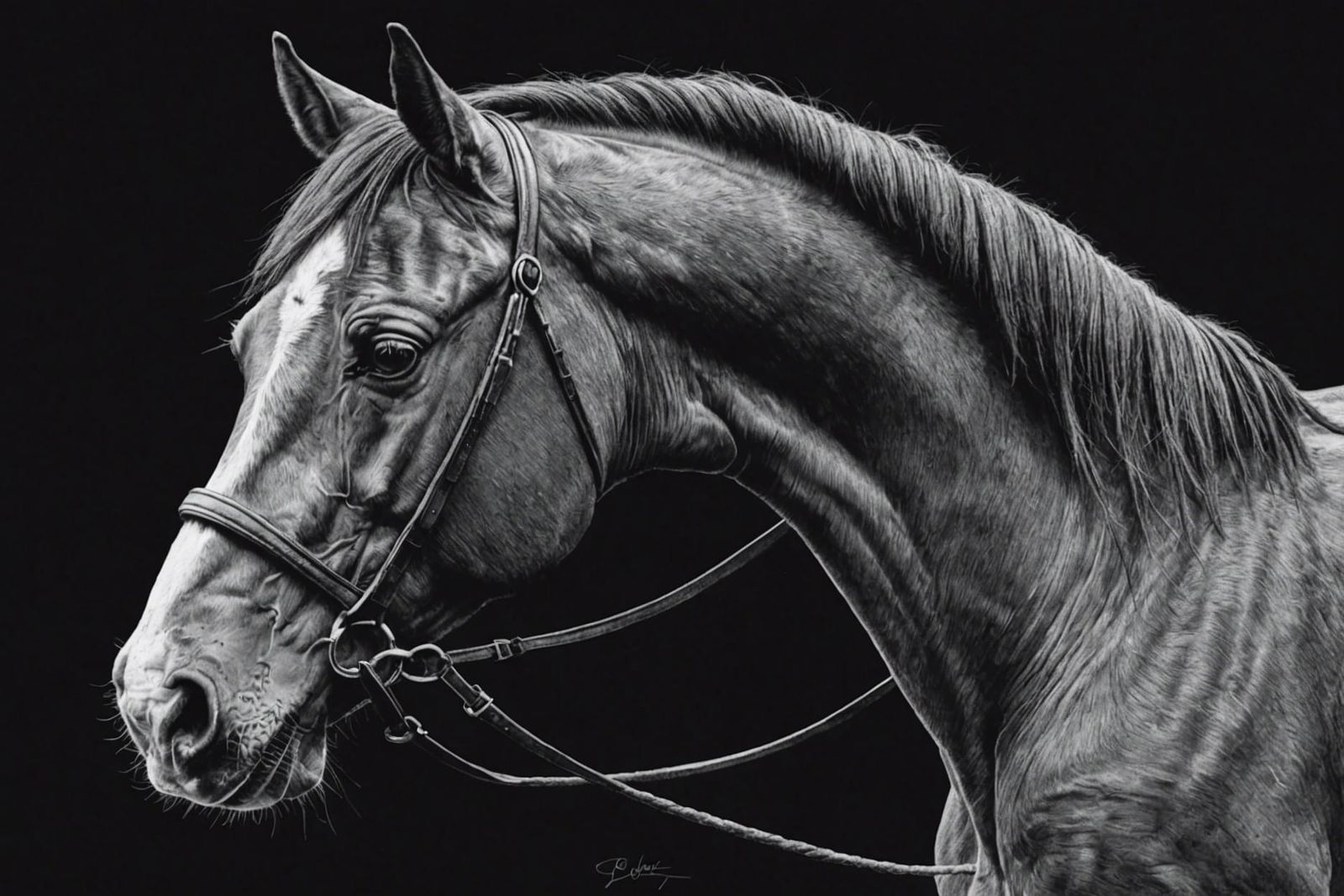 Detailed Charcoal Drawing of a Horse