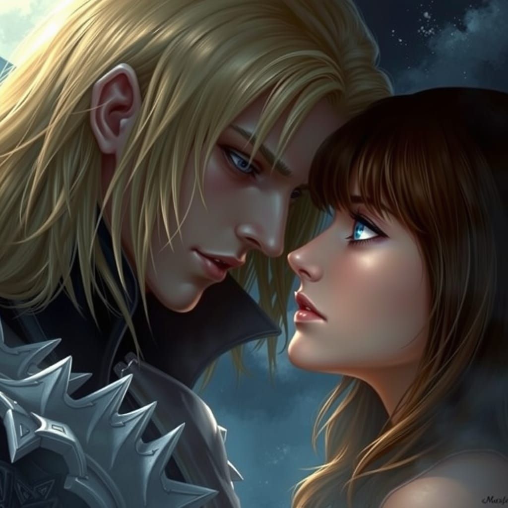 Ethereal Vampire Encounter in Moonlit Fantasy