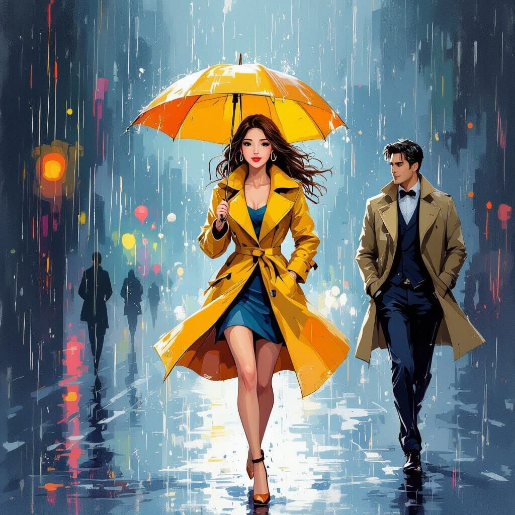 Woman in Thunderstorm: Abstract Expressionist Art