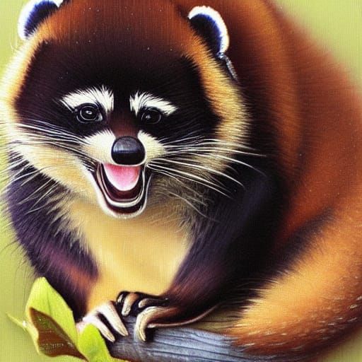 Tanuki in Shirt as Oil Painting
