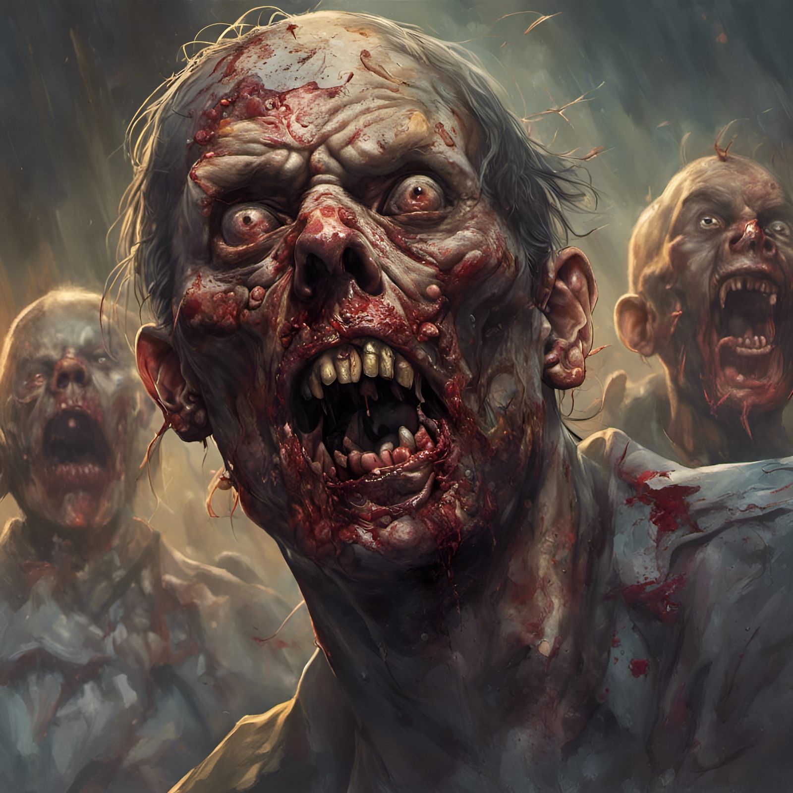 Hyperrealistic Zombie Concept Art with Dramatic Lighting