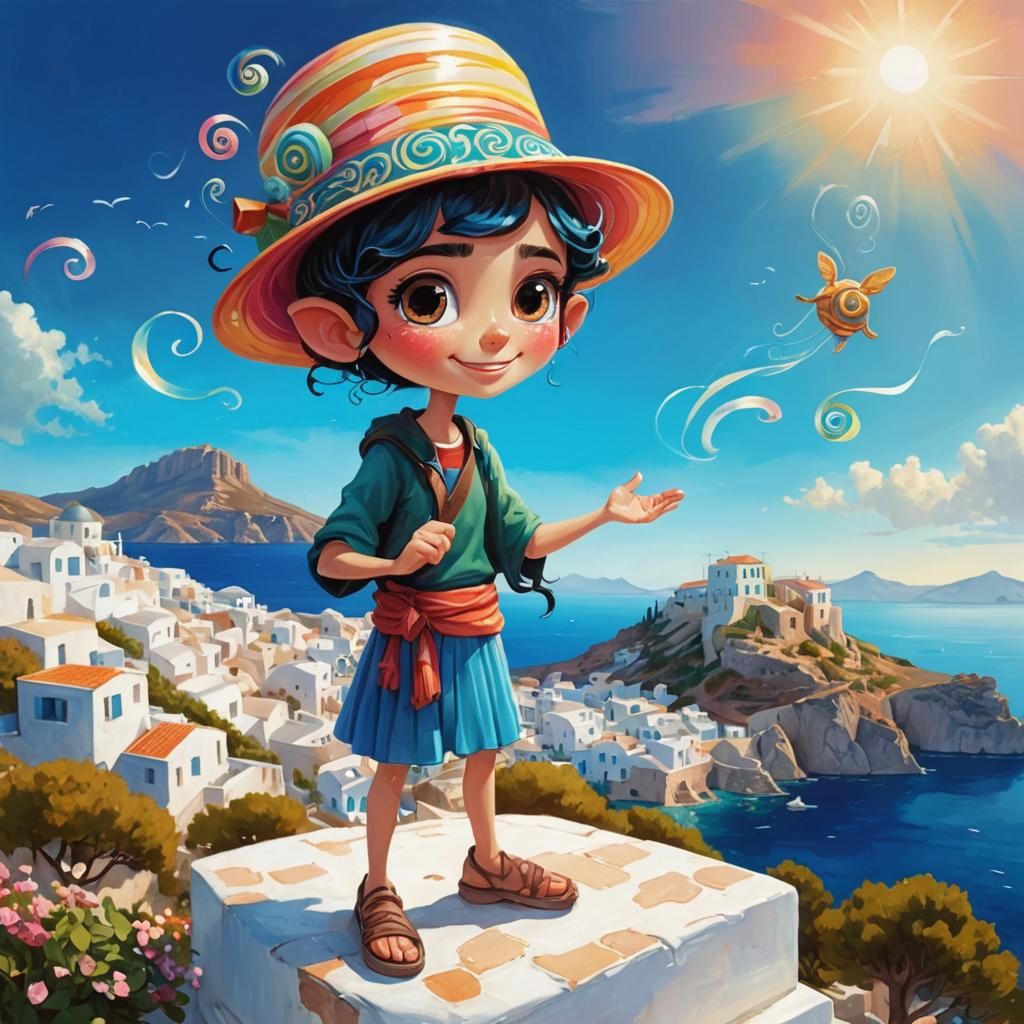 Greek Girl in Candy Art Style