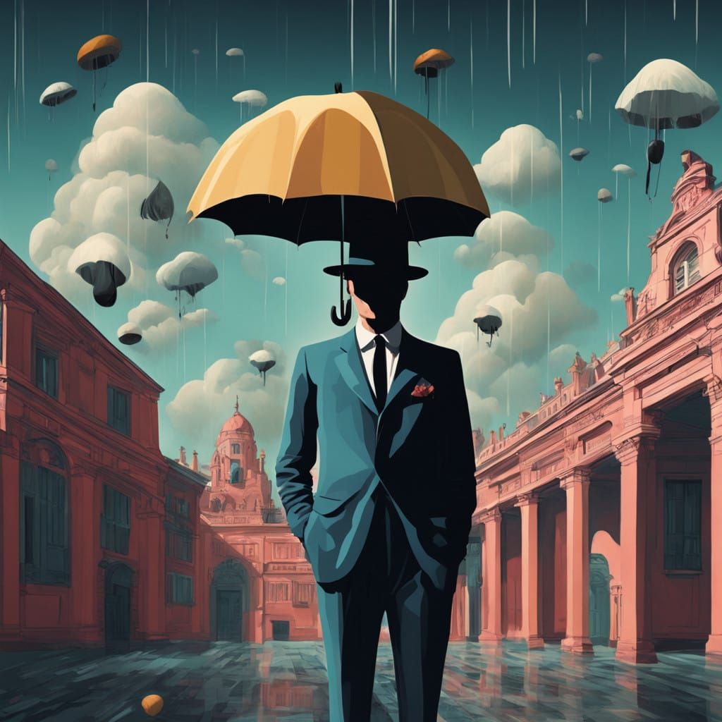 Man Falls from Sky in Dramatic, Low-Contrast Setting