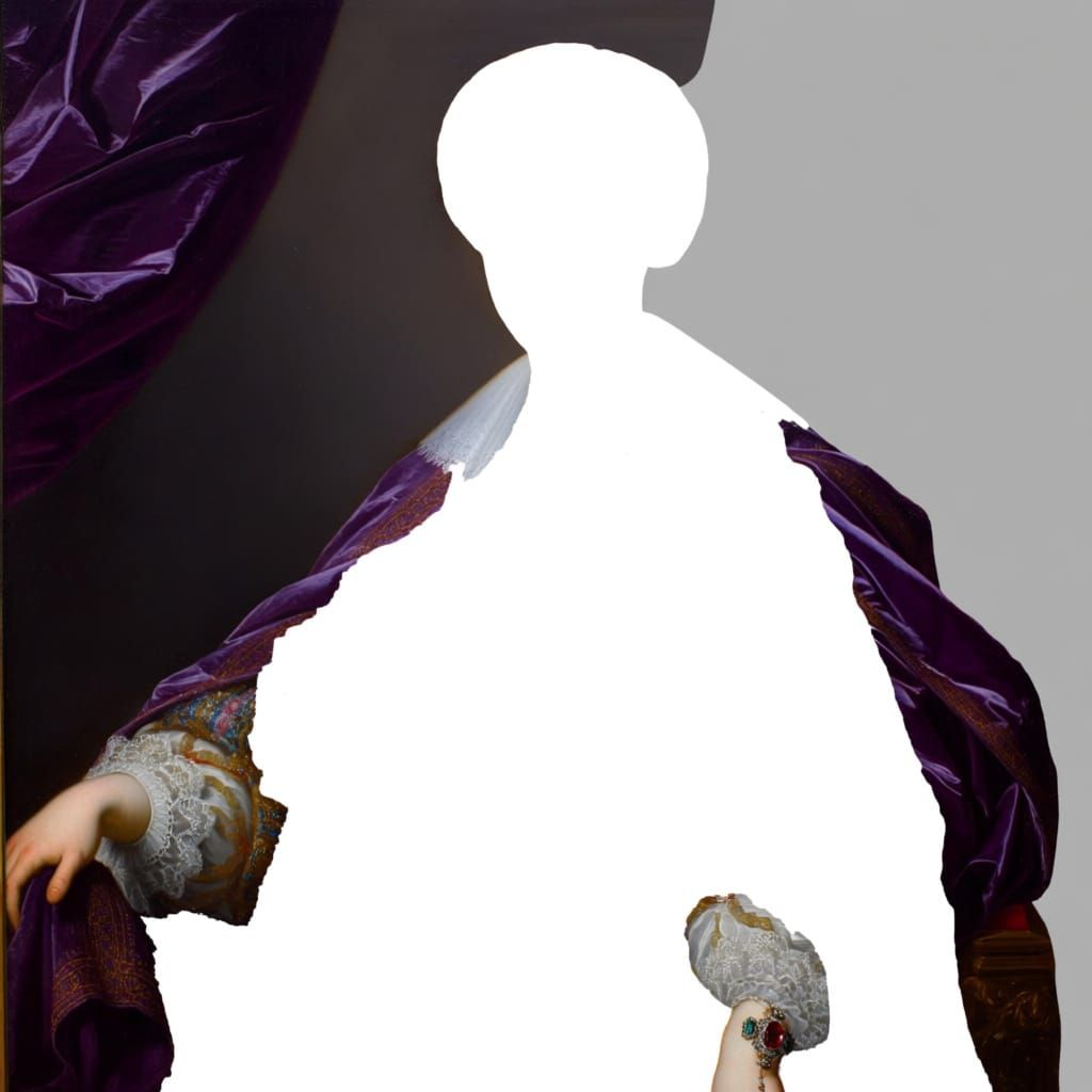 Baroque Noble Portrait in Purple Silk and Velvet