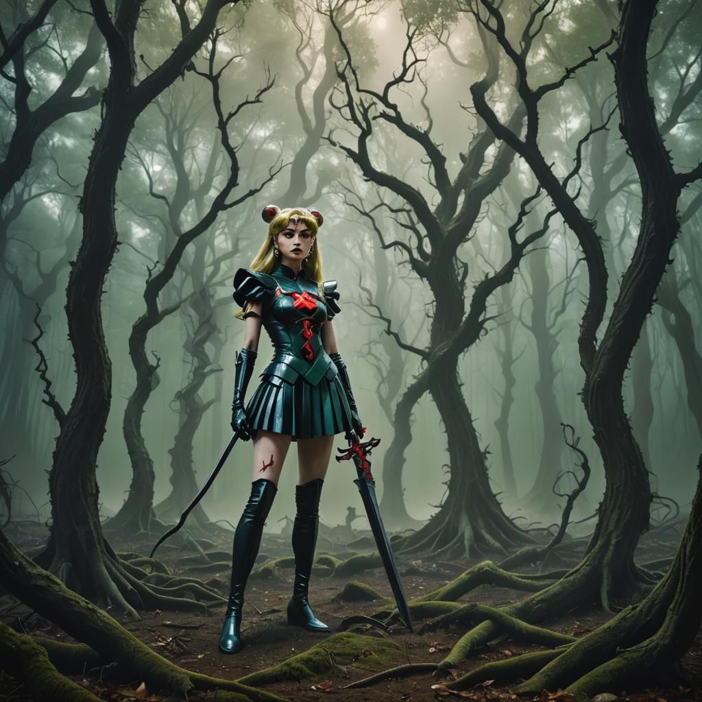 Sailor Moon in Surrealist Horror Forest