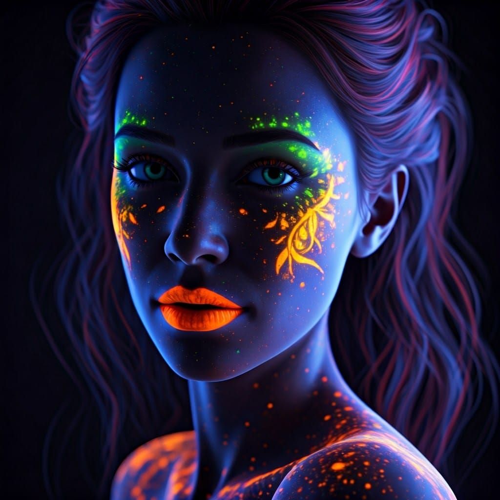 Fluorescent Beauty Dancing Under Black Lights