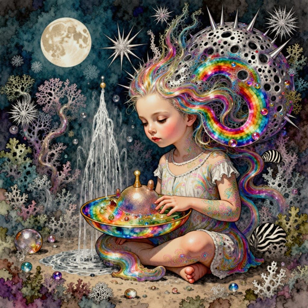 Ethereal Children's Faces and Whimsical Creatures in Rembran...