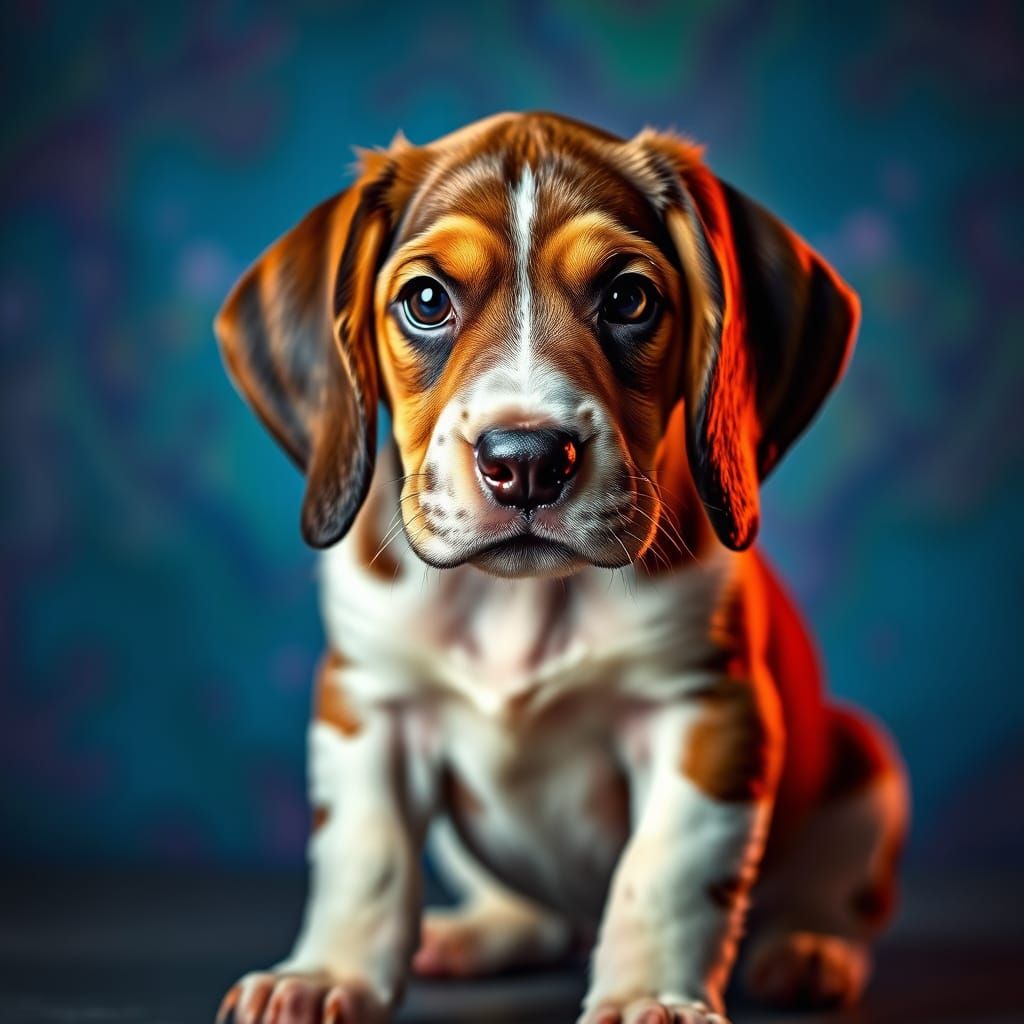 Adorable Baby Bassett Hound Puppy in Dramatic Lighting
